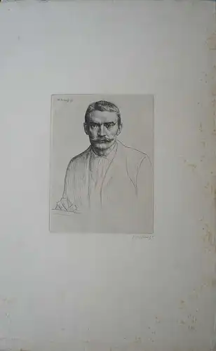 Strang, William (Dumbarton 1859 - 1921 Bournemouth),, Selbstportrait. Radierung