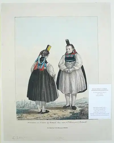 Lipowsky, Felix Joseph,, Hochzeiterinen von St. Salvator bey Fürstenzell. Jeunes mariés de St. Salvator prés de Fürstenzell. Altkolor. Lithographie bei I.M. v. Hermann, München