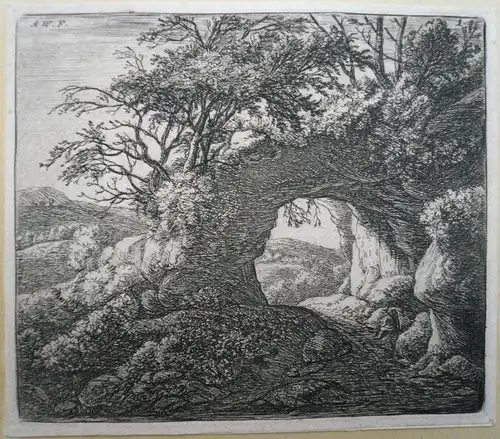 Waterloo, Anthonie (1609 Lille - 1690 Utrecht),, Der durchbrochene Felsen. Radierung
