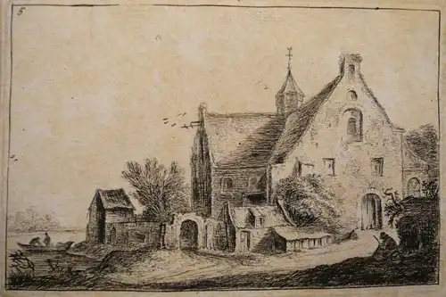 Waterloo, Anthonie (1609 Lille - 1690 Utrecht),, Die Dorfkirche. Radierung