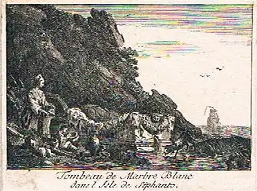 Choiseul-Gouffier, Marie Gabriel Florent Auguste de (1752-1817),, Tombeau de Marbre Blanc dans l`Isle de Siphanto Kupferstich aus dem 1. Band der "Voyage Pittoresque de la Grèce" von Francois Decquevauvillier nach einer Zeichnung von Jean-Baptiste Hilair