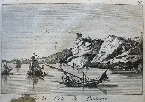 Choiseul-Gouffier, Marie Gabriel Florent Auguste de,, Vue de la côte de Santorin. Kupferstich Nr. 19 aus dem 1. Band der "Voyage Pittoresque de la Grèce" von Francois Decquevauvillier nach einer Zeichnung von Jean-Baptiste Hilair