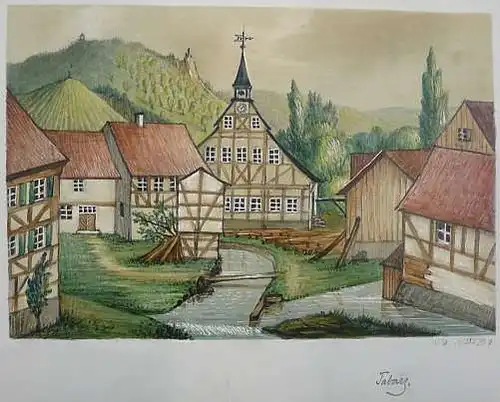 Dielitz, Konrad (1845 Berlin - 1933 Berlin),, Tabarz.- Gouache und schwarze Kreide auf leichtem Karton