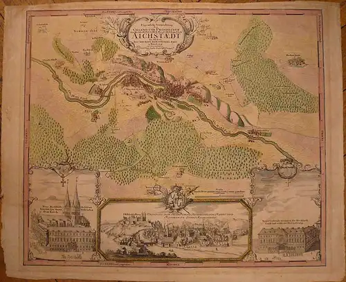 Homann Erben: Eigentliche Verzeichnung der Gegend und Prospecten der Hochfürstl: Bischöfflich: Haupt v Residentz Stadt Aichstaedt. 