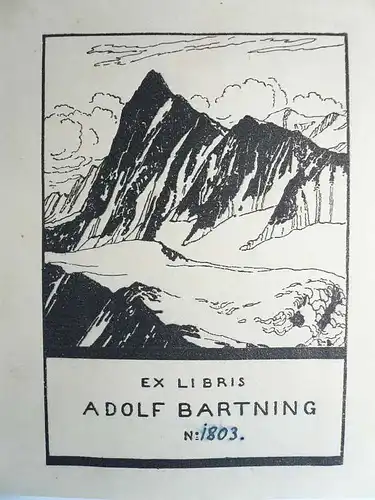 Deutscher Graphiker um 1900: Ex Libris Adolf Bartning. Federlithographie. 