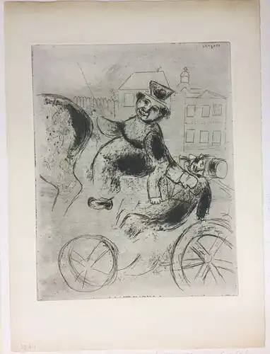 Chagall, Marc (1887 Witebsk - 1985 Saint-Paul-de Vence),, Pavel Ivanovitch est ramené à L`auberge. Radierung