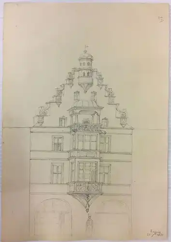Französisch/Schweizer Zeichner Anfang 19. Jh.,, Giebelhaus in Leizig. Bleistift