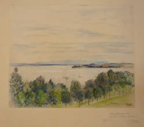 Geffken, Walter (1872 Hamburg - 1950 Kreuth),, Starnberger See. Farbige Kreide