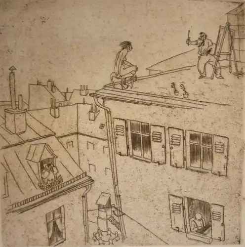 Hallstein, Willy (1887 Darmstadt - 1923 München),, Pleinair. Radierung