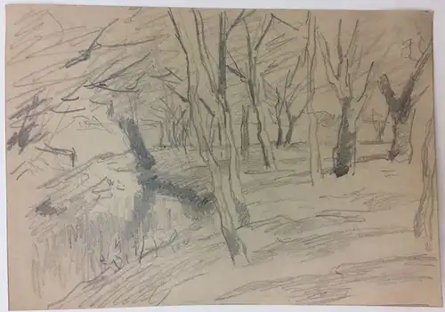 Herbst, Thomas (1848 - Hamburg - 1915),, Blick in einen Wald. Bleistift