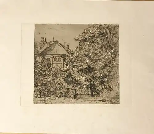 Hofer, Karl (1878 Karlsruhe - 1955 Berlin),, Im Garten. Radierung