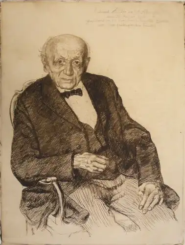 Kalckreuth, Leopold Graf von (1855 Düsseldorf -  1928 Gut Eddelsen/Seevetal),, Porträt Eduard Zeller. Radierung
