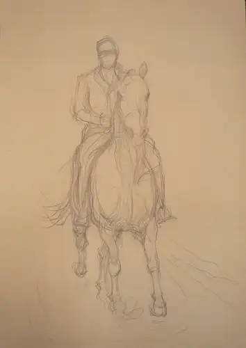 Koch, Ludwig (1866 -  Wien - 1934),, K.u.K. Soldat zu Pferd. Bleistift