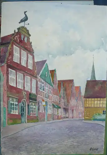 Lohf, P. (Deutscher Aquarellzeichner Anfang 20. Jahrhundert),, Kranichhaus in Otterndorf Aquarell