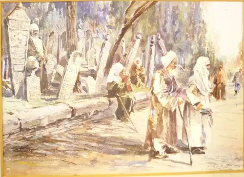Paoltetti, Rodolfo (1866 Venedig - 1940),, Jüdischer Friedhof in Konstantinopel. Aquarell