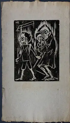 Rilke, Hans (1891 Rheydt - 1947 Düsseldorf)),, Auf der Flucht. Holzschnitt