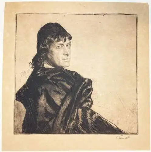 Schmutzer, Ferdinand (1870 - Wien - 1928),, Josef Kainz als Hamlet. Kaltnadel-Radierung