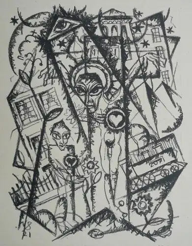Schramm, Werner (1898 Duisburg - 1970 Düsseldorf),, Figürliche Szene. Lithographie aus der Mappe "Begegnungen", 1922 erschienen im Verlag der Galerie Alfred Flechtheim. 1921