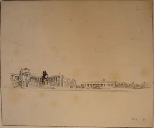 Straube, William (1871 Berlin - 1954 bei Überlingen,, Der Heldenplatz vom Volksgarten aus (Wien). Radierung