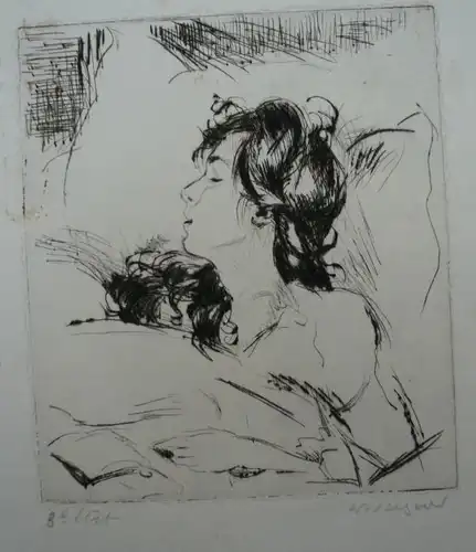 Wagner, Wilhelm (1887 Hanau - 1968 Bad Saarow),, Schlafende Frau und Kind. Radierung