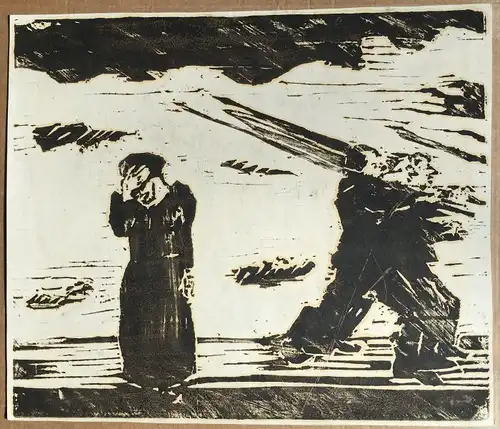 Walther Meinig (1902 Dresden - 1987 Freiburg),, Schreitende Fahnenträger. Monotypie