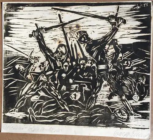 Walther Meinig (1902 Dresden - 1987 Freiburg),, Soldatenlieder. Monotypie