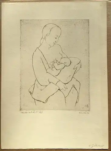 Wex-Cleeman, Else (1890 Ciudad Bolivar (Venezuela) - 1978 Bad Oldesloe),, Mutter und Kind. Radierung