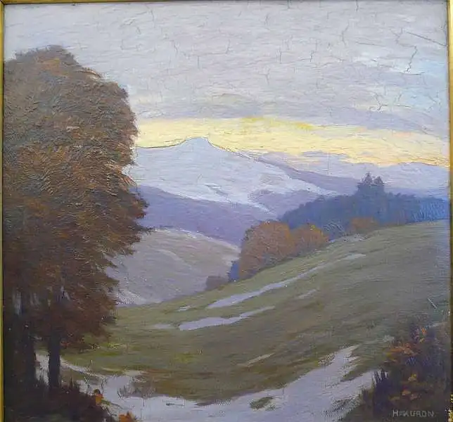 Kuron, Herbert (1888 Breslau - 1951 Berlin),, Landschaft im Riesengebirge. l auf Hartfaserplatte 0