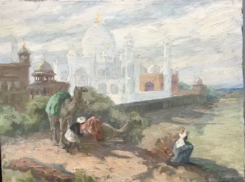 Pedersen, Hugo Vilfred (1870 - Kopenhagen - 1959),, Taj Mahal. Öl auf Leinwand