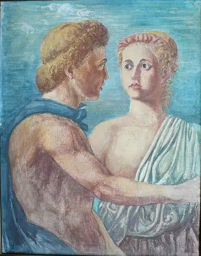 Stein-Ranke, Marie (1873 Oldenburg - 1964 Heidelberg),, Detail aus dem Fresko "Tod und Bestattung Adams" von Pierro della Francesca in der Basilika San Francesco in Arezzo. Gouache auf Leinwand