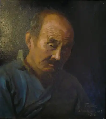 Tatz, Laszlo (geb. 1888 Mariapocs/Ungarn ),, Portrait eines Chinesen. Öl auf Leinwand