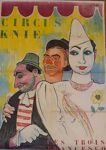 Schoellhorn, Hans (1892 Winterthur 1982),, Cirque Knie - Les Trois Francesco. Farblithographie
