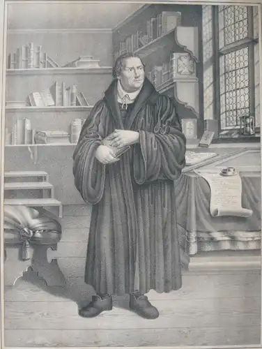 Dr. Martin Luther / geb. den 10ten Nov. 1483, gest. den 18ten Febr. 1546. Lithographie von Beck, Berlin. 
