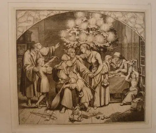 König, Gustav (1808 Coburg-Erlangen - 1869): Luthers Winterfreuden im Kreise seiner Familie. Radierung. 