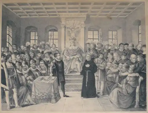 Luther auf dem Reichstage zu Worms 1521. Lithographie von Beck, Berlin. 