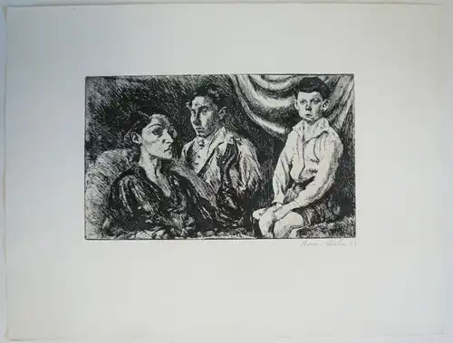 Kuhn, Hans (1905 Baden-Baden - 1991),, Drei Personen (Familienbildnis). Radierung