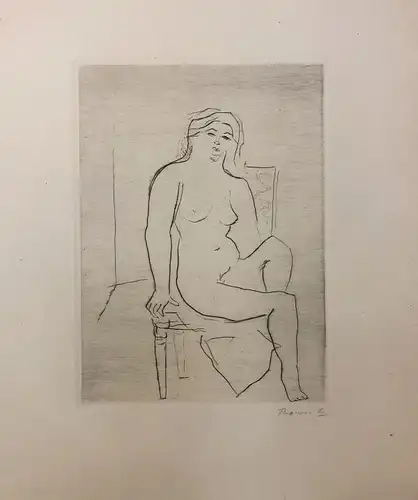Roesch, Kurt (1905 Berlin - 1984 New Canaan, Connecticut, USA),, Sitzender weiblicher Akt. Radierung