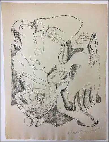 Tereschkowitz, Konstantin (Graphiker Anfang 20. Jahrhundert),, Sitzende Frau. Lithographie