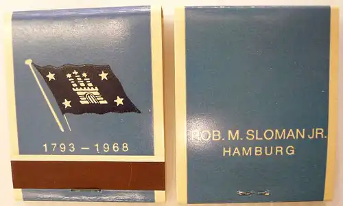 10 Stück: Zündholzschachtel "Rob. M. Sloman Jr., Hamburg". "1793-1968". 