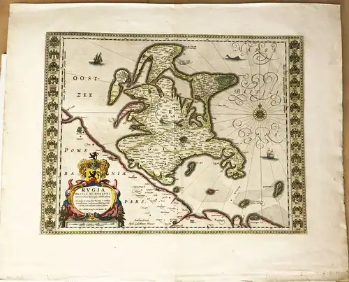 Lubin, Eilhard (1565 Westerstede - 1621 Rostock): Rvgia Insula ac Dvcatvs accuratissimè descripta. Kolorierte Kupferstichkarte bei W. Blaeu, Amsterdam 1639. 