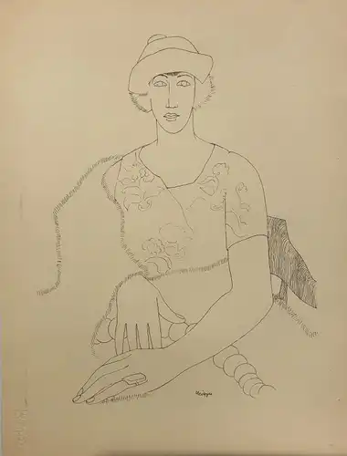 Medgyes, László (1892 Budapest),, Frauenbildnis. Lithographie