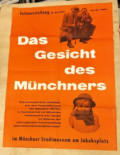 Das Gesicht des Münchners. Fotoausstellung 18.XII.1959-31.01.1960. Farblithographie