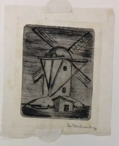 Vordemberge, Friedrich (1897 Osnabrück - 1981 Köln),, Windmühle. Radierung