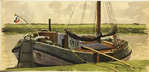 Lüschwitz-Koreffski, Arnold (1869 Berlin - 1924 Bremen),, Kutter in Emden. Aquarell