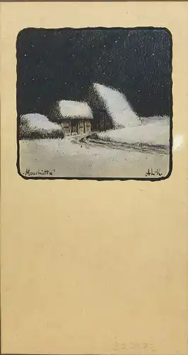 Lüschwitz-Koreffski, Arnold (1869 Berlin - 1924 Bremen),, Moorhütte. Tuschfederzeichnung und Aquarell auf leichtem Karton