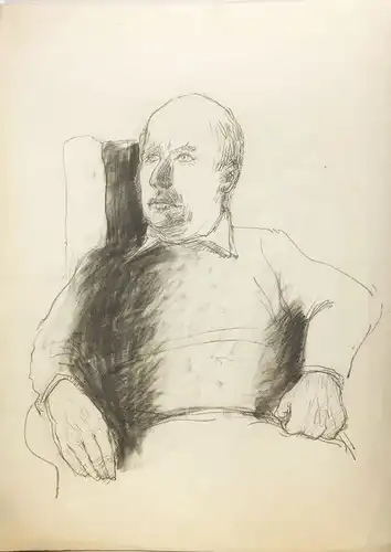 Siegfried Jonas (1928 Klaipeda /Memel - 2013 Hamburg),, Bildnis des Kunsthistorikers Chr. A. Isermeyer. Kreidezeichnung