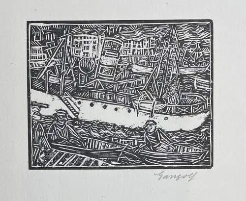 Gangolf, Paul (1879 Königsberg - 1939 Esterwegen),, Marseille. Holzschnitt