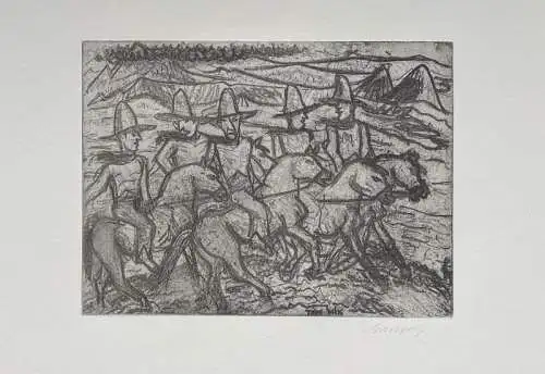 Gangolf, Paul (1879 Königsberg - 1939 Esterwegen),, Tom Mix. Radierung