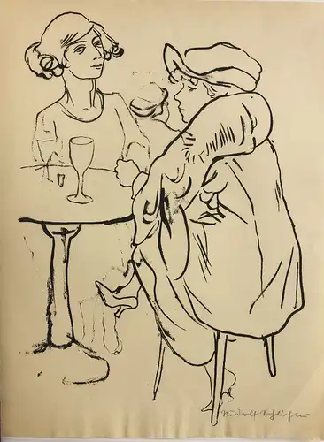 Schlichter, Rudolf (1890 in Calw - 1955 in München),, Im Café. Lithographie