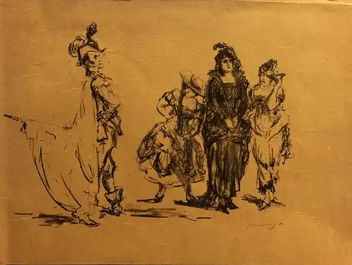 Slevogt, Max (1868 Landshut - 1932 Leinsweiler/Neukastel),, Don Giovanni mit Donna Anna, Donna Elvira und Zerlina. Lithographie